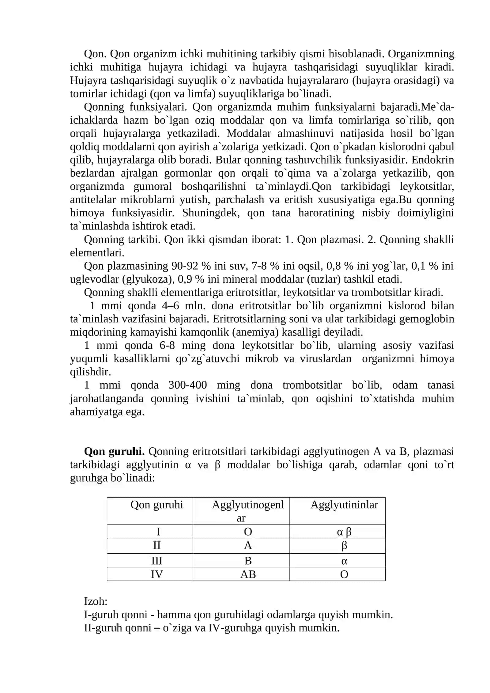Qon. Yurak-tomir va nafas olish tizimi 2