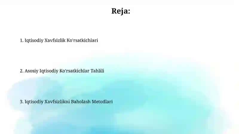 Iqtisodiy xavfsizlik indikatorlari 2