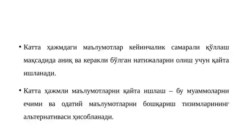 Каттаҳажмли маълумотларни қайта ишлаш технологиялари 2