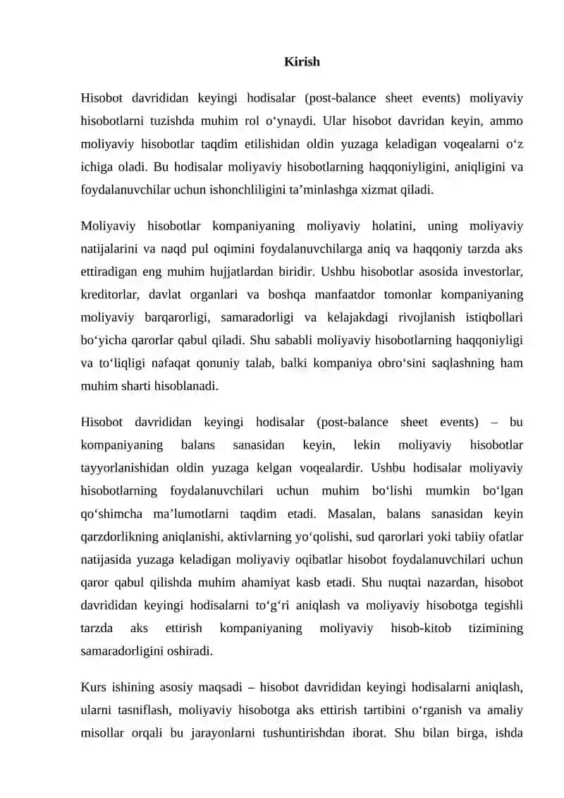 Hisobot davrididan keyingi hodisalar tushunchasi va turlari 2