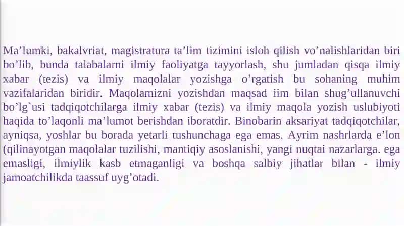 ILMIY XABAR VA ILMIY MAQOLA YOZISH USLUBIYOTI 2