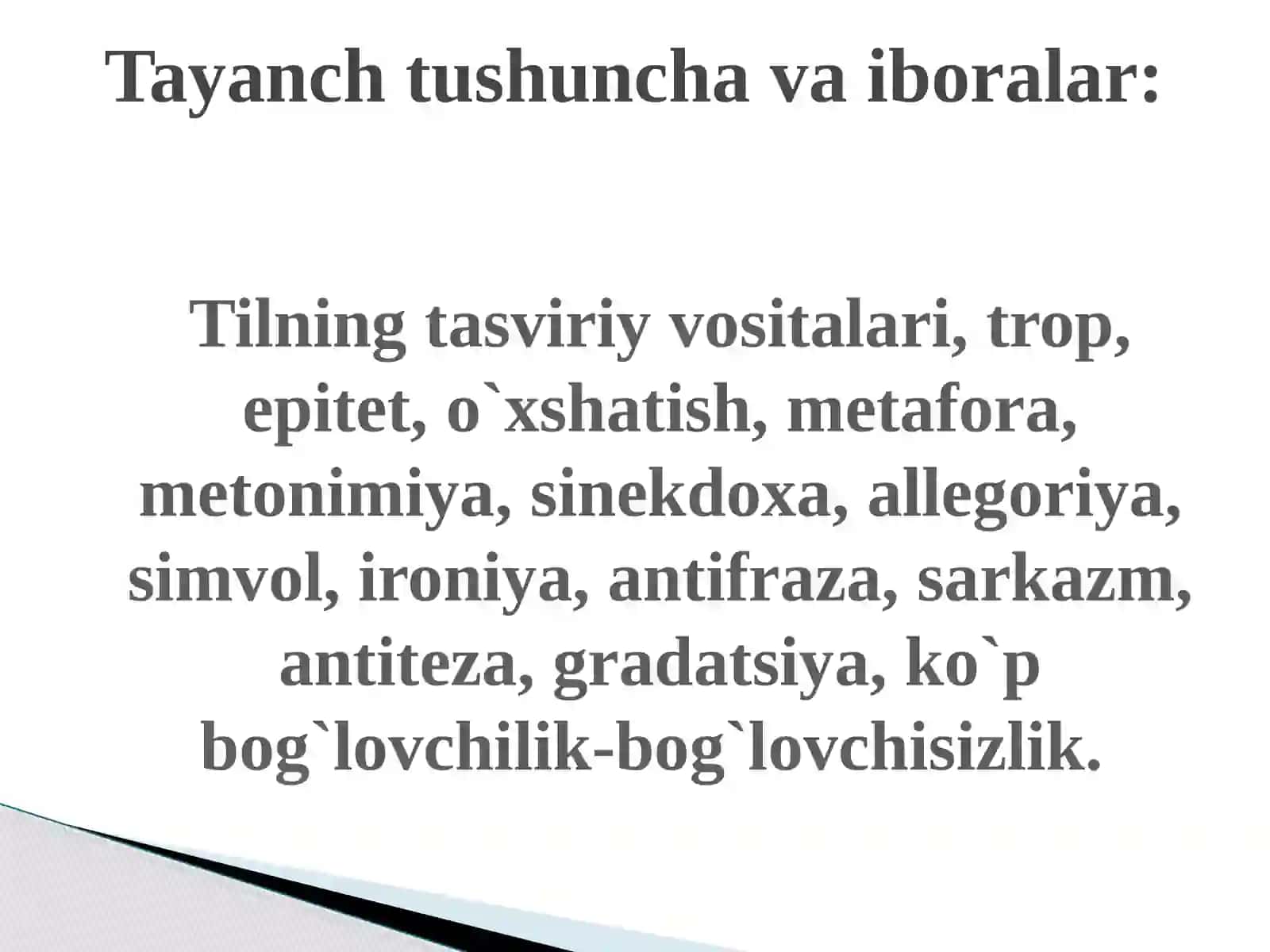 Tilning tasviriy vositalari va nutq madaniyati 2