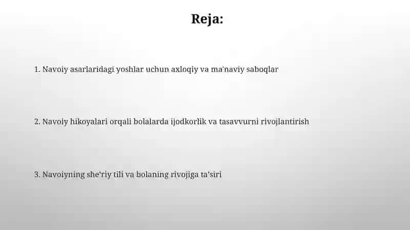 Alisher Navoiy asarlarining bolalar tarbiyasidagi oʻrni 2