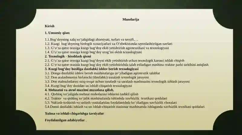 Bug‘doyning xalq xo‘jaligidagiahamiyati, turlarivatavsifi 2