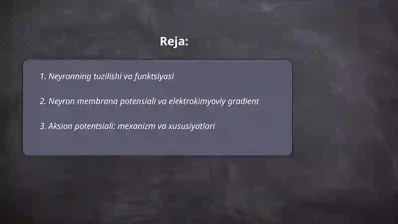 Nerv tiziminig umumiy fiziologiyasi 2