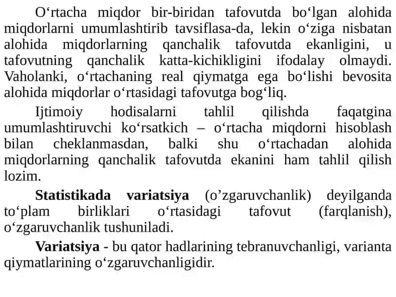 Variatsiya kо‘rsatkichlari 2