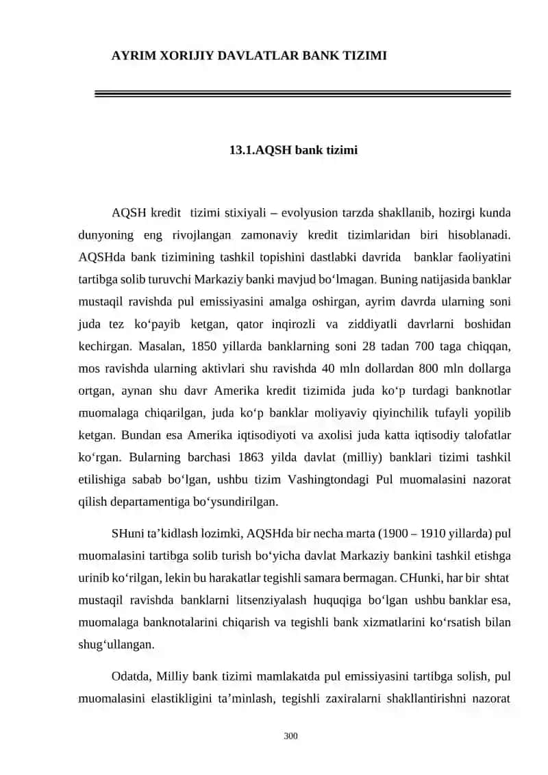 AYRIM XORIJIY DAVLATLAR BANK TIZIMI 2