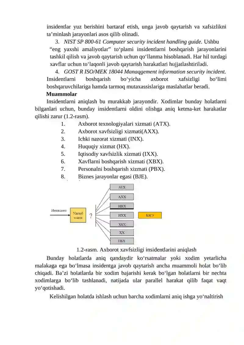 Axborot xavfsizligi insidentlarini boshqarishni qurish jarayoni 2