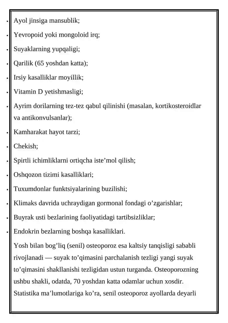 Osteoporozlar ratsional terapiyasining tamoyillari 2