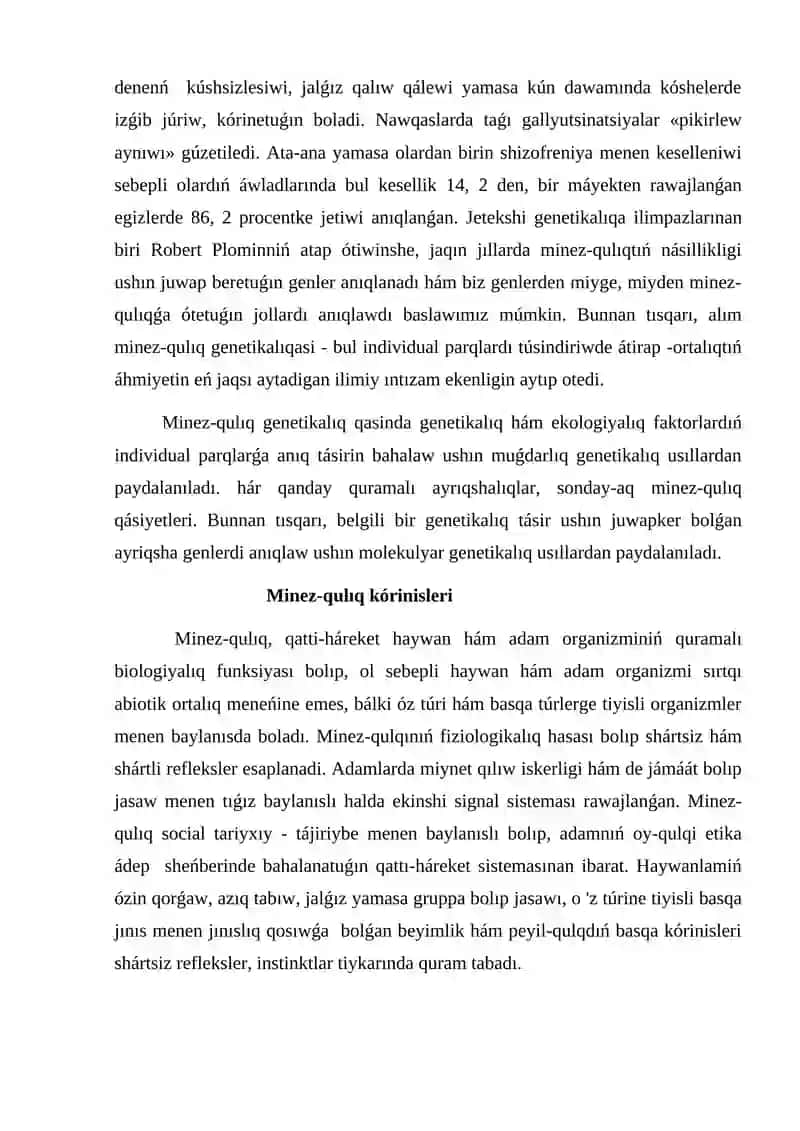 Minez-qulıq genetikasi tuwrısında túsinik jáne onıń sharwashılıqtaǵı áhmiyeti 2