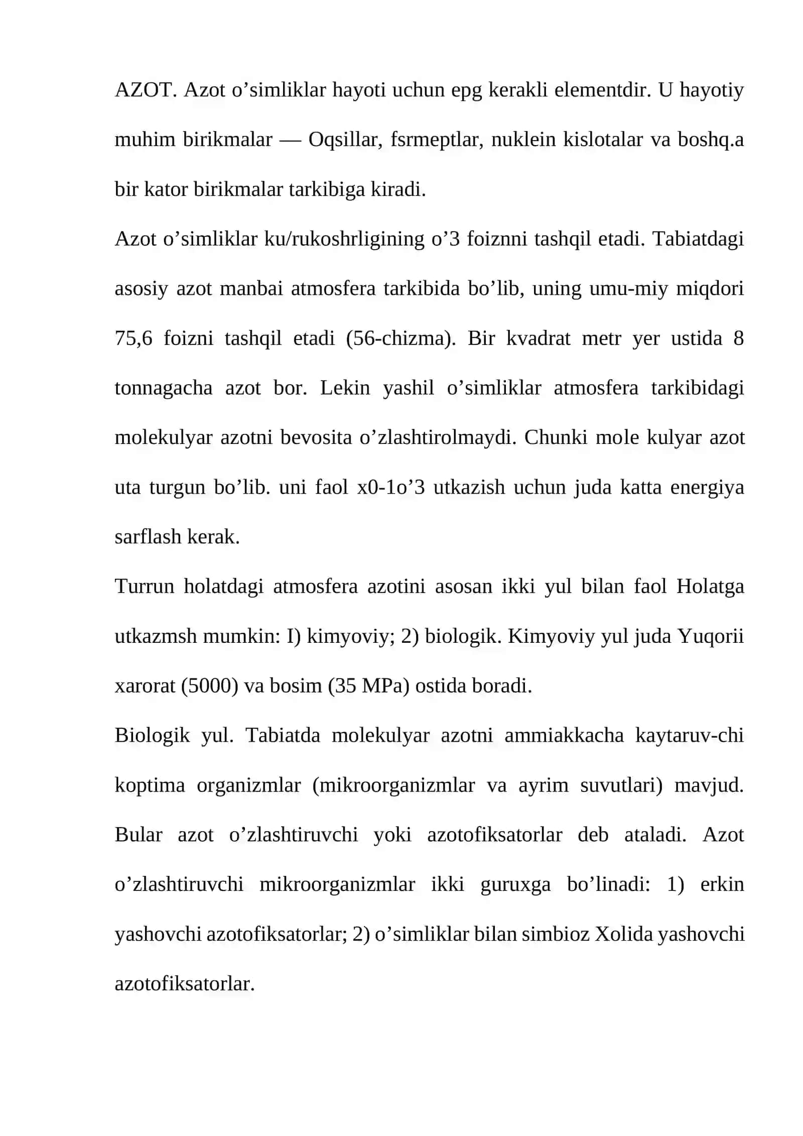 Azotning o'simliklarni rivojlanish davrlari va xosiliga ta'siri 2