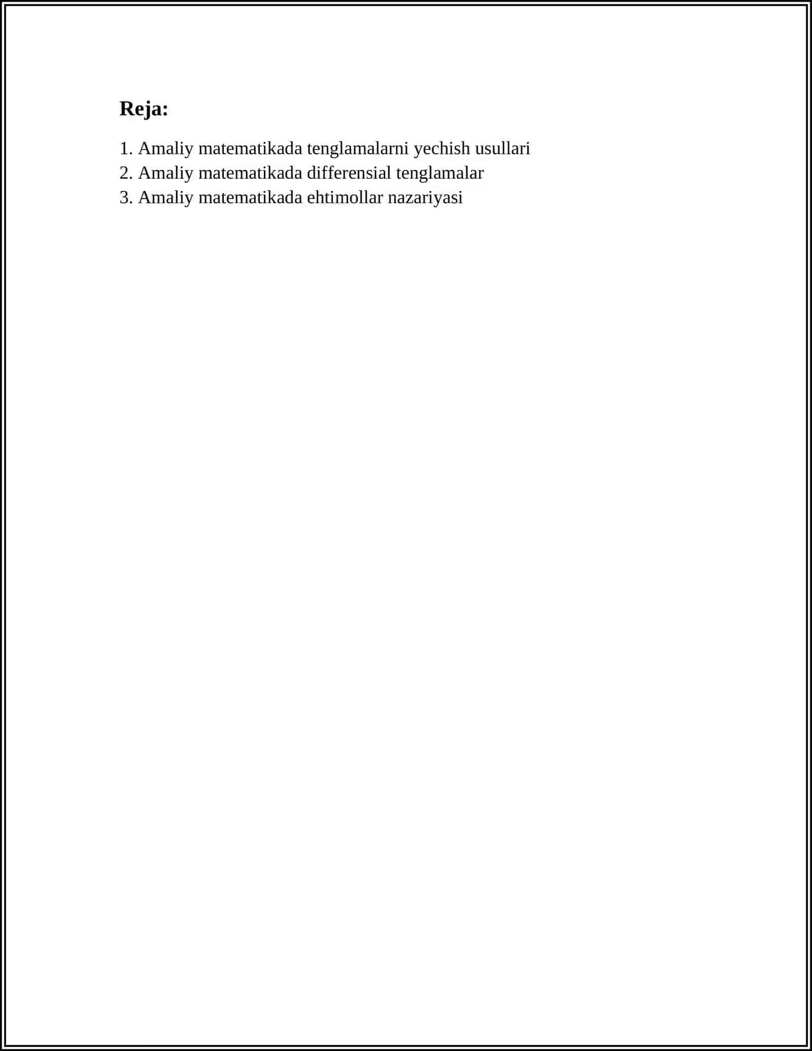 ANDIJON DAVLAT UNIVERSITETI AMALIY MATEMATIKA 2