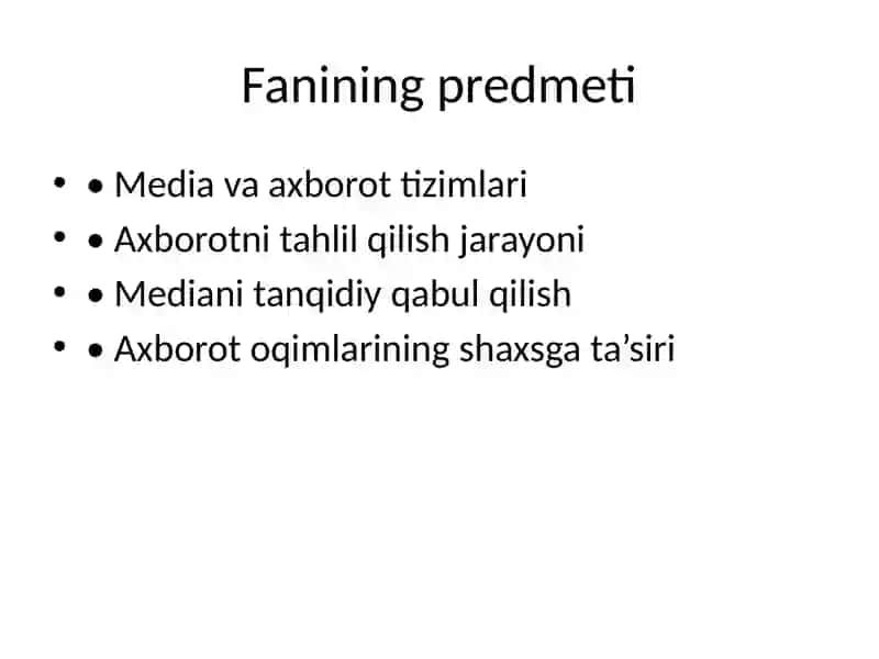 Mediasavodxonlik va axborot madaniyati 2