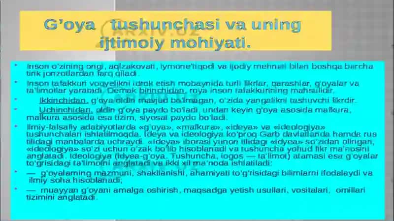 Ilg‘or g‘oya prinsip kuzatish va xulosalarning mazmuni va mohiyati 2