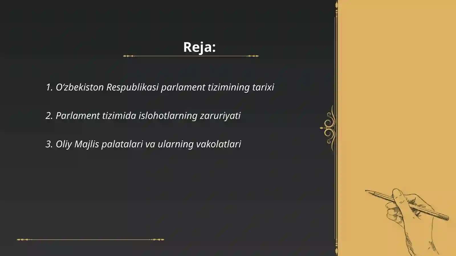Oʻzbekistonda parlament tizimi va undagi islohotlar 2