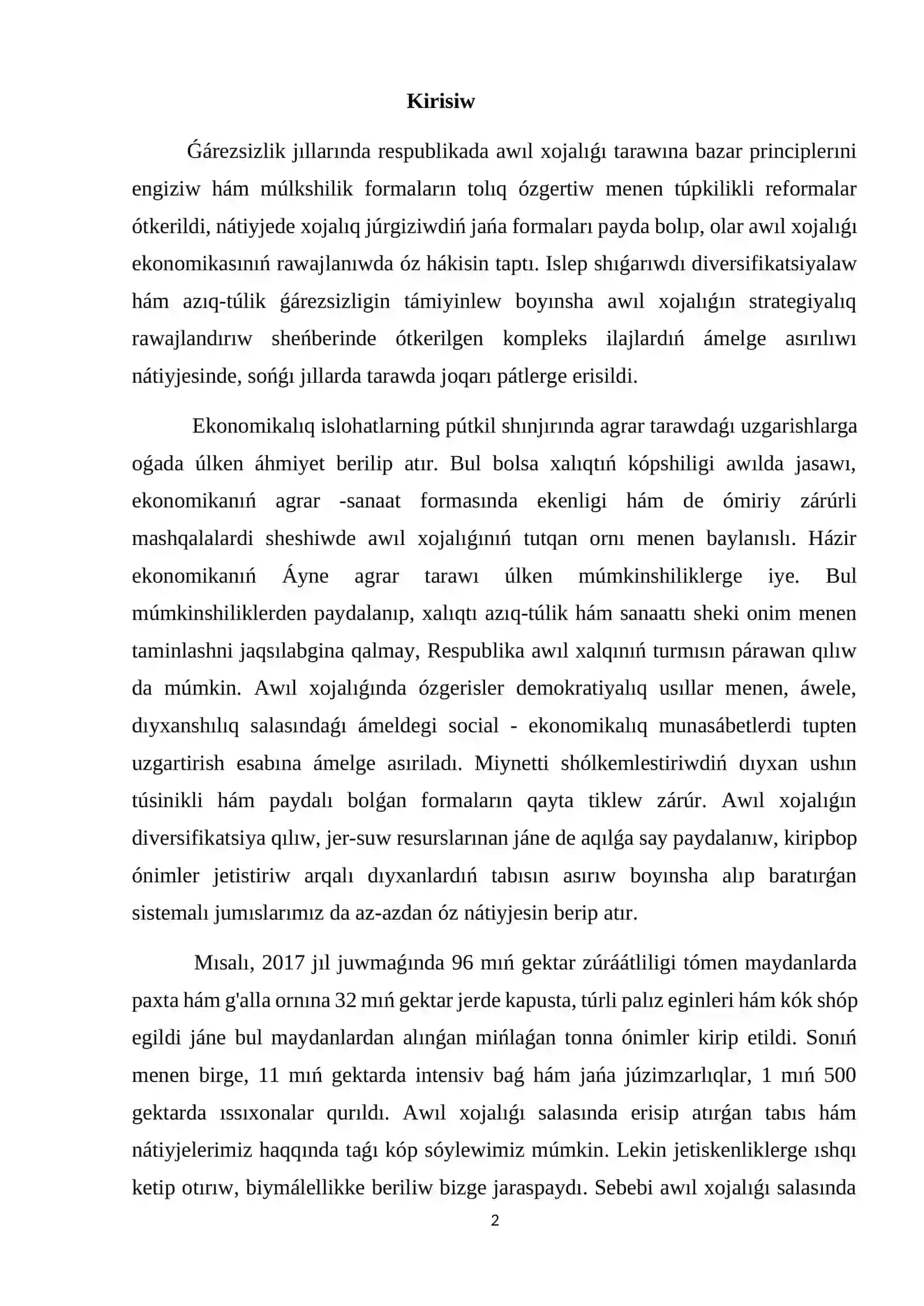 Ǵárezsizlik jıllarında awıl xojalıǵı hám sanaat tarawindagi ózgerisler 2