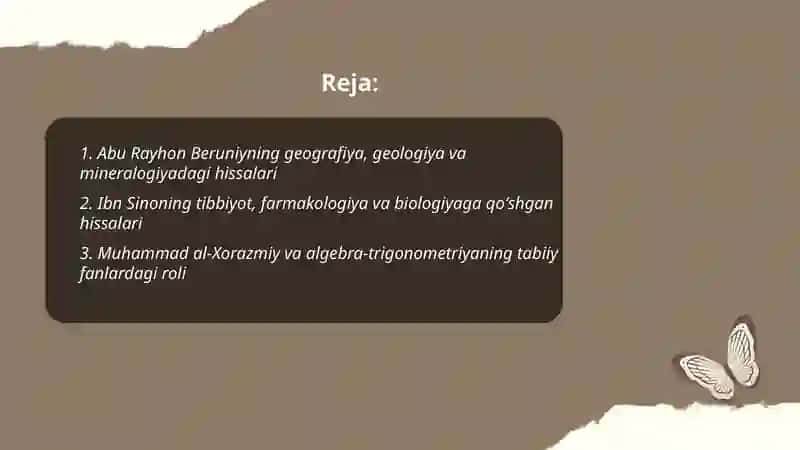 Oʻrta Osiyo allomalarining tabiiy fanlarni shakllanishi va rivojlanishiga qoʻshgan hissalari 2