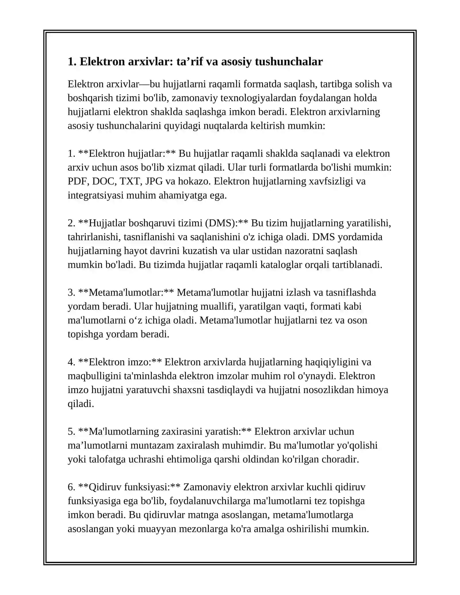 ELEKTRON ARXIVLAR VA ULAR FOYDALANISH AFZALLIKLARI 2