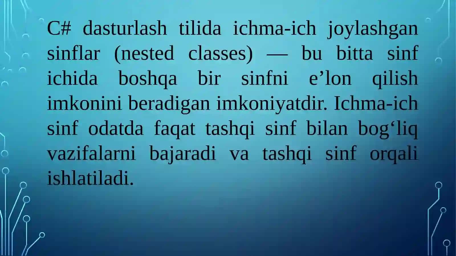Ichma-ich joylashgan sinflar 2