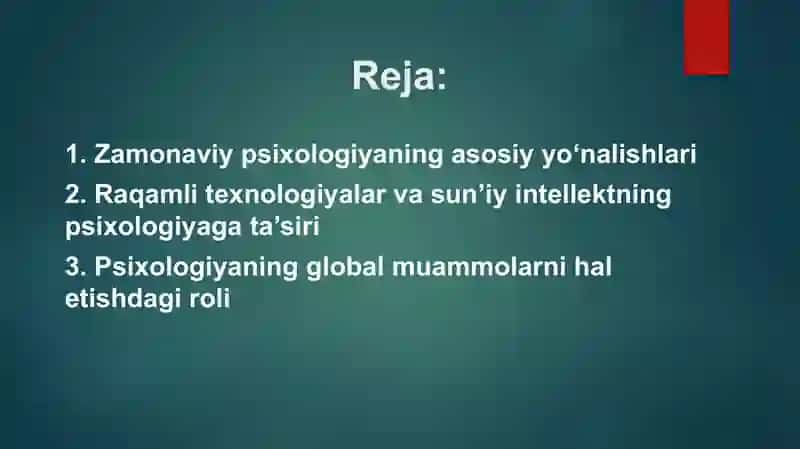 psixologiya mavzu: psixologiyaning zamonaviy tendensiyalari 2