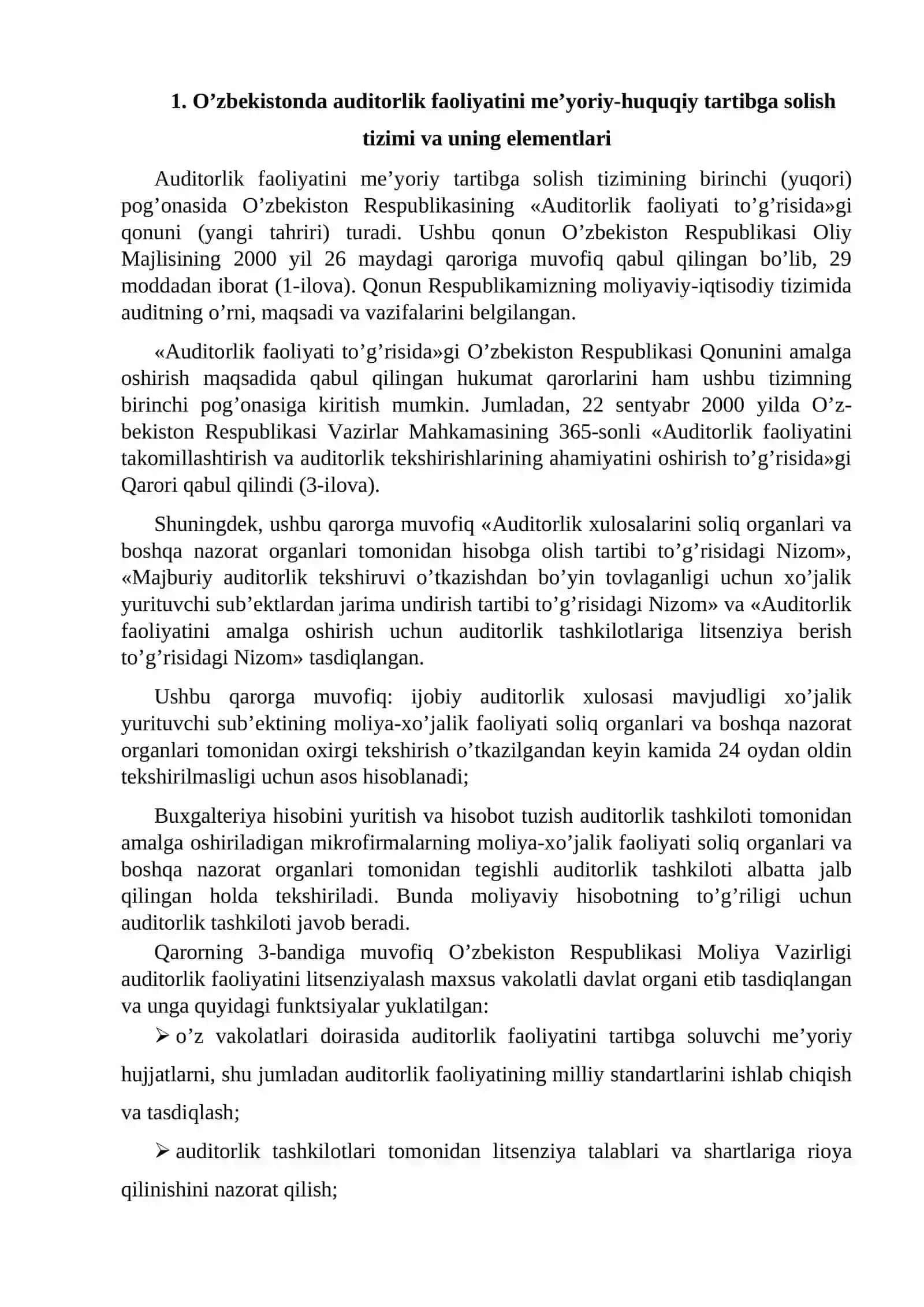 O’zbekiston Respublikasida auditorlik faoliyatini tashkil qilishning huquqiy asoslari 2