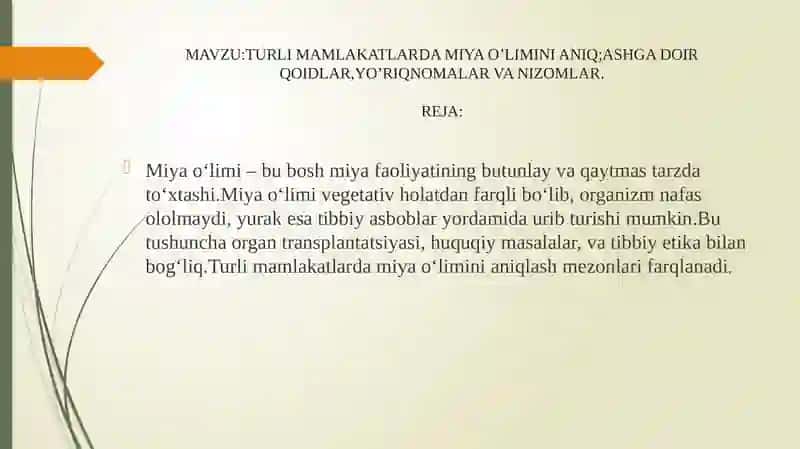 Miyaoʻlimi aniqlash mezonlari 2