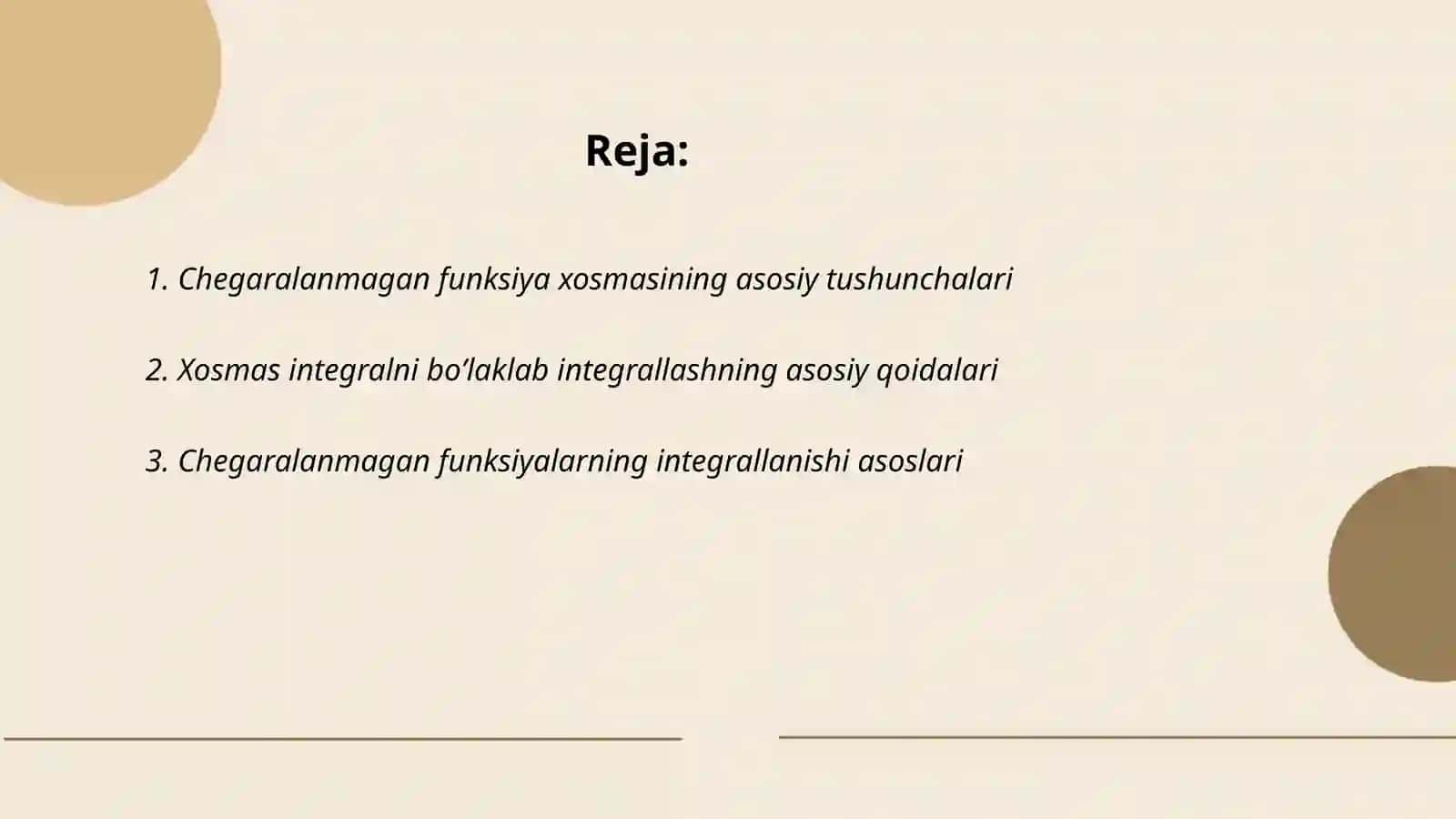 Chegaralanmagan funksiya xosmas integralni boʼlaklab integrallash 2