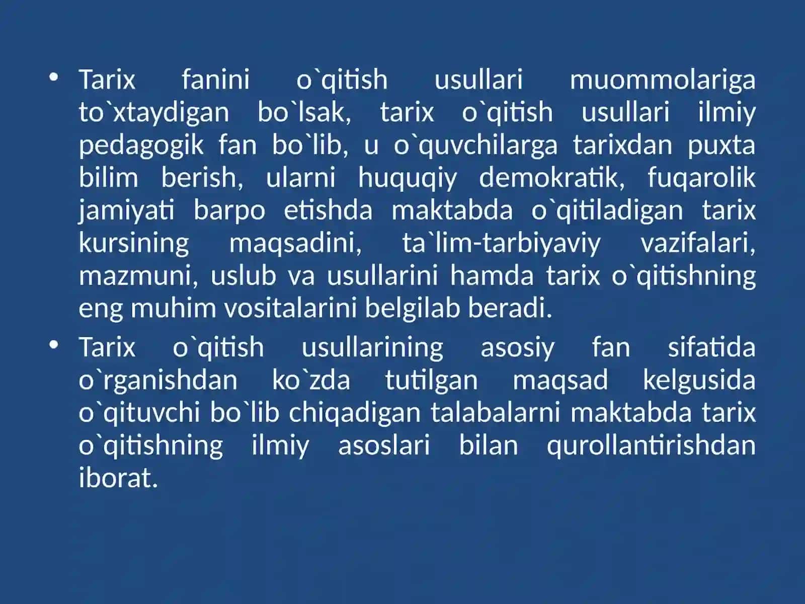 Tarix o‘qitishning og‘zaki va ko‘rgazmali usullari 2