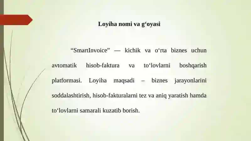 SmartInvoice – Avtomatik hisob-faktura va to‘lovlarni boshqarish tizimi 2