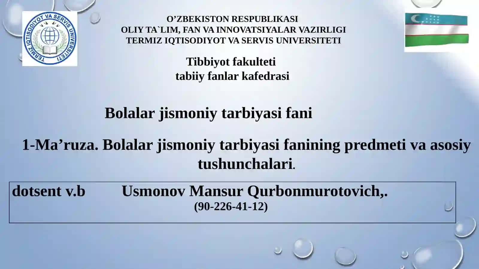 Bolalar jismoniy tarbiyasi fanining predmeti va asosiy tushunchalari 2