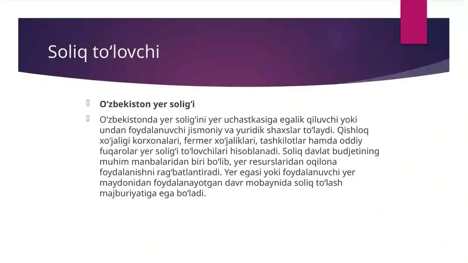 Ispaniya davlati yer soligʻini Oʻzbekiston davlati yer soligʻi bilan 7 element asosida taqqoslash 2