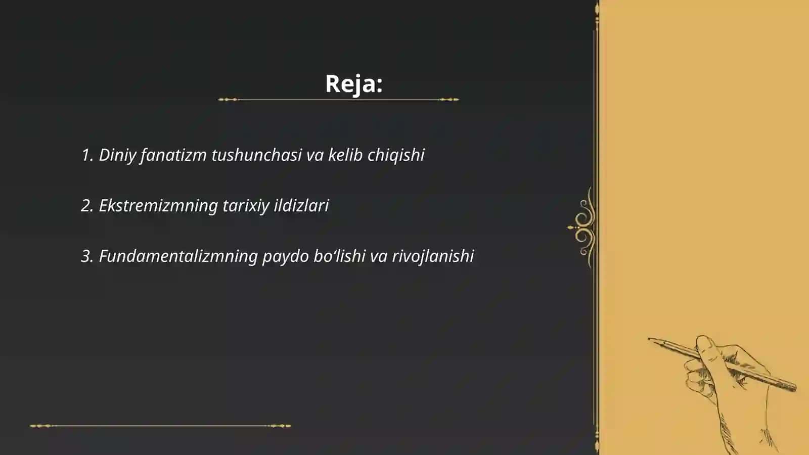 Diniy fanatizm, ekstremizm,fundamentalizm va terrorizmning tarixi va hozirgi davrda xavfsizlikga tahdidi 2
