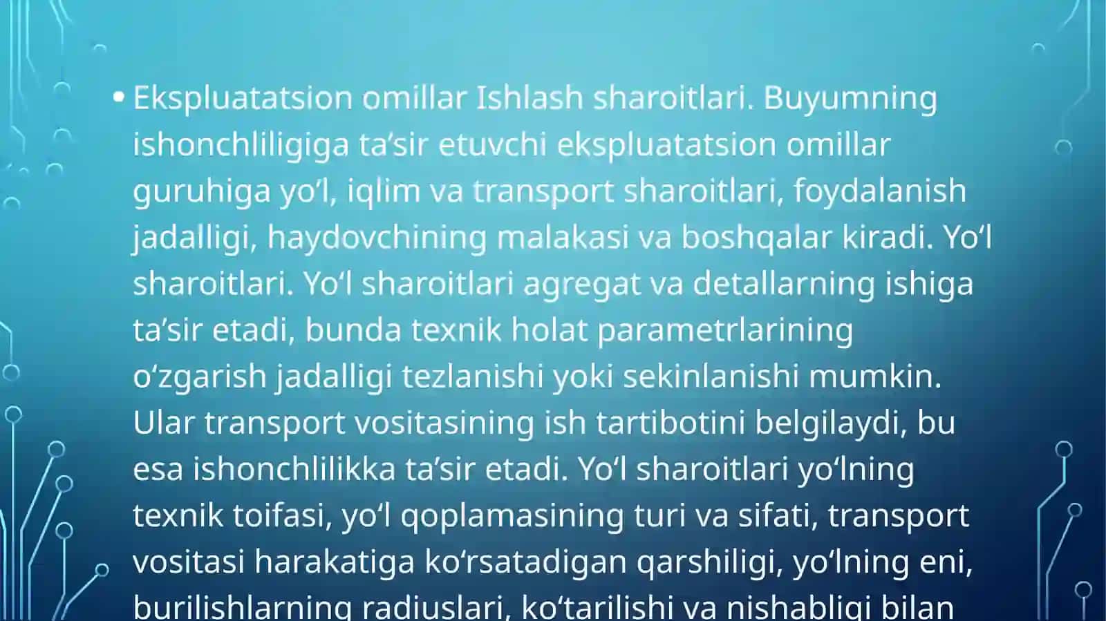 TRANSPORT VOSITASI EKSPLUATATSIYASIDA ISHONCHLILIKNI BOSHQARISH 2