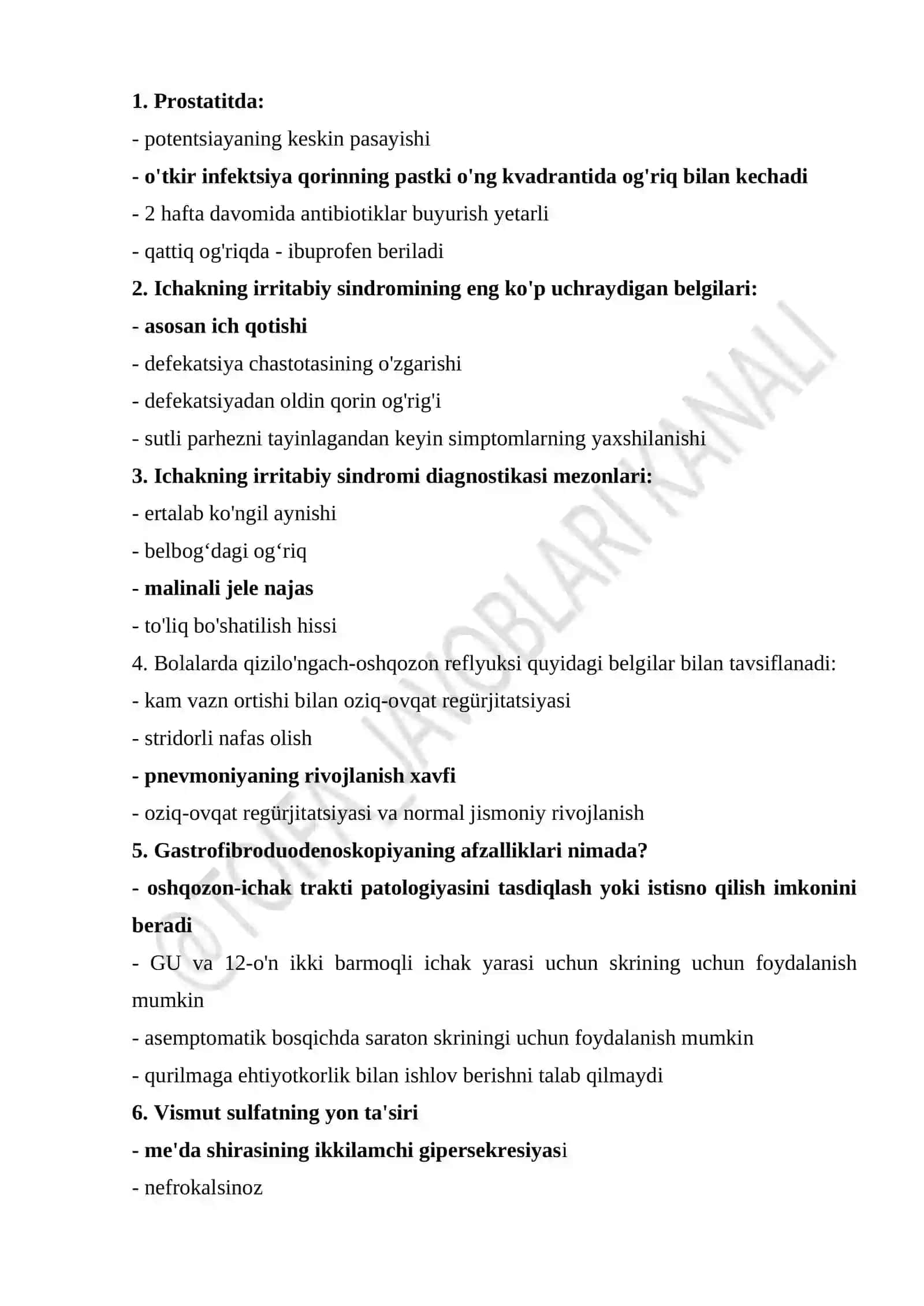 Uash (vrach)larning toifa olish uchun 800 savol javoblari bilan qo'llanma 2