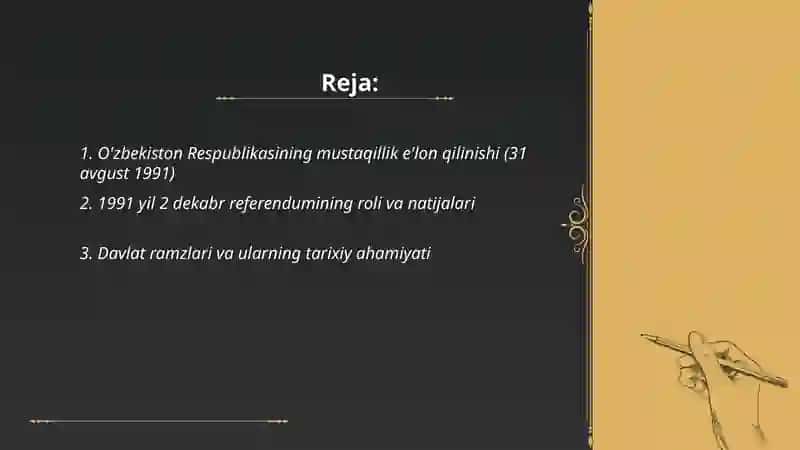 O'zbekiston Respublikasining Mustaqil Tashkil Topishi va Tarixiy Ahamiyati 2