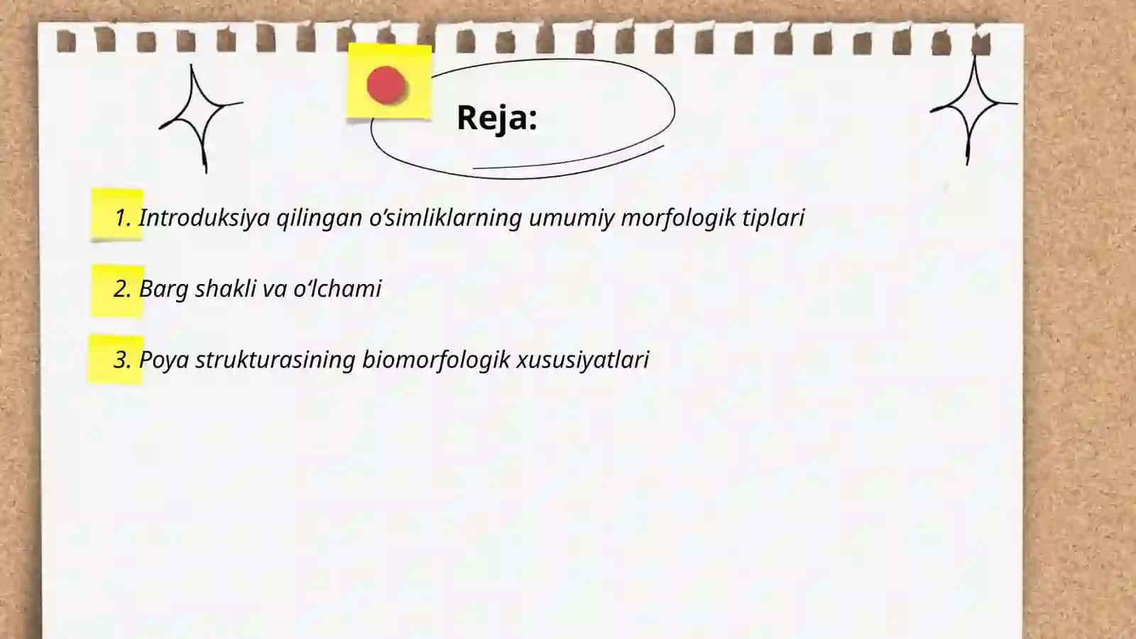 Introduksiya qilingan o’simliklarning biomorfologik xususiyatlari 2