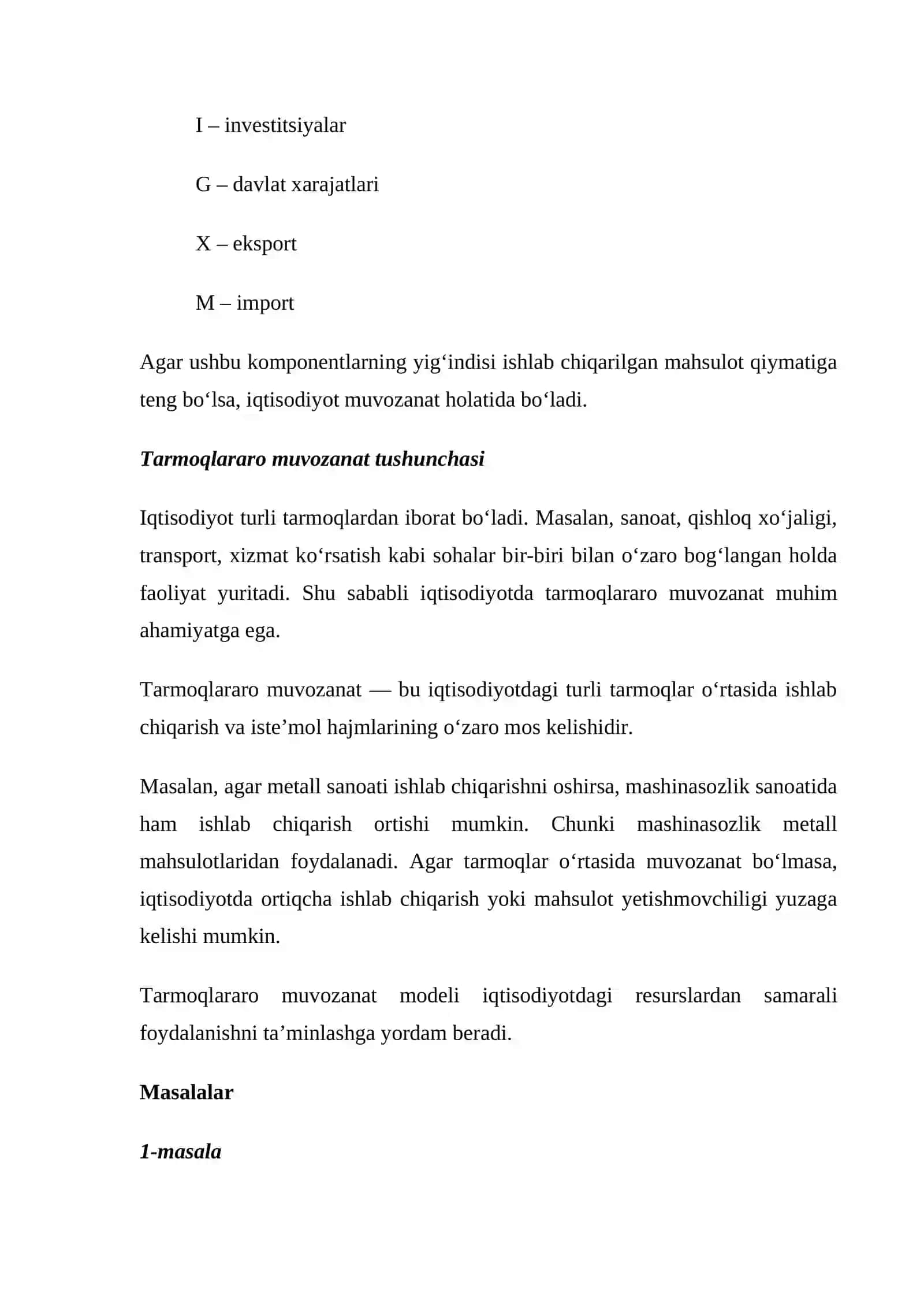 Xarajatlar va ishlab chiqarish modeli 2
