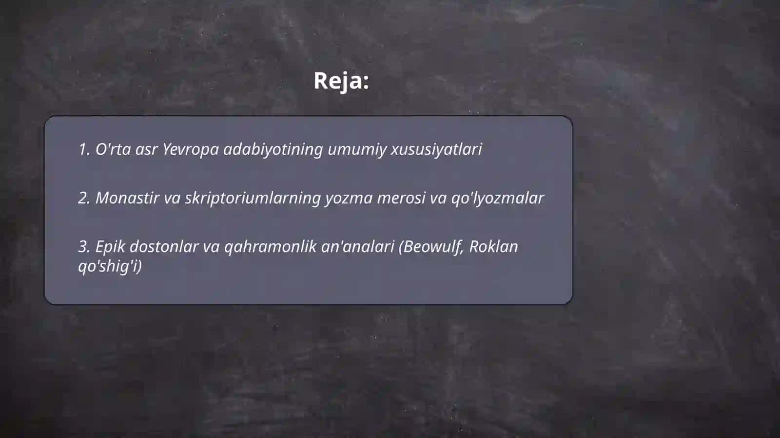 O'rta asr Yevropa adabiyotining umumiy xususiyatlari 2
