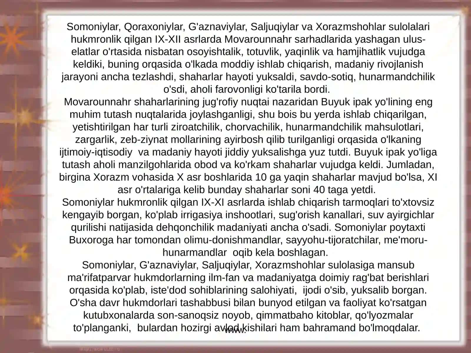 Oʻzbek allomalarining jahon sivilizasiyasiga qo'shgan hissasi 2