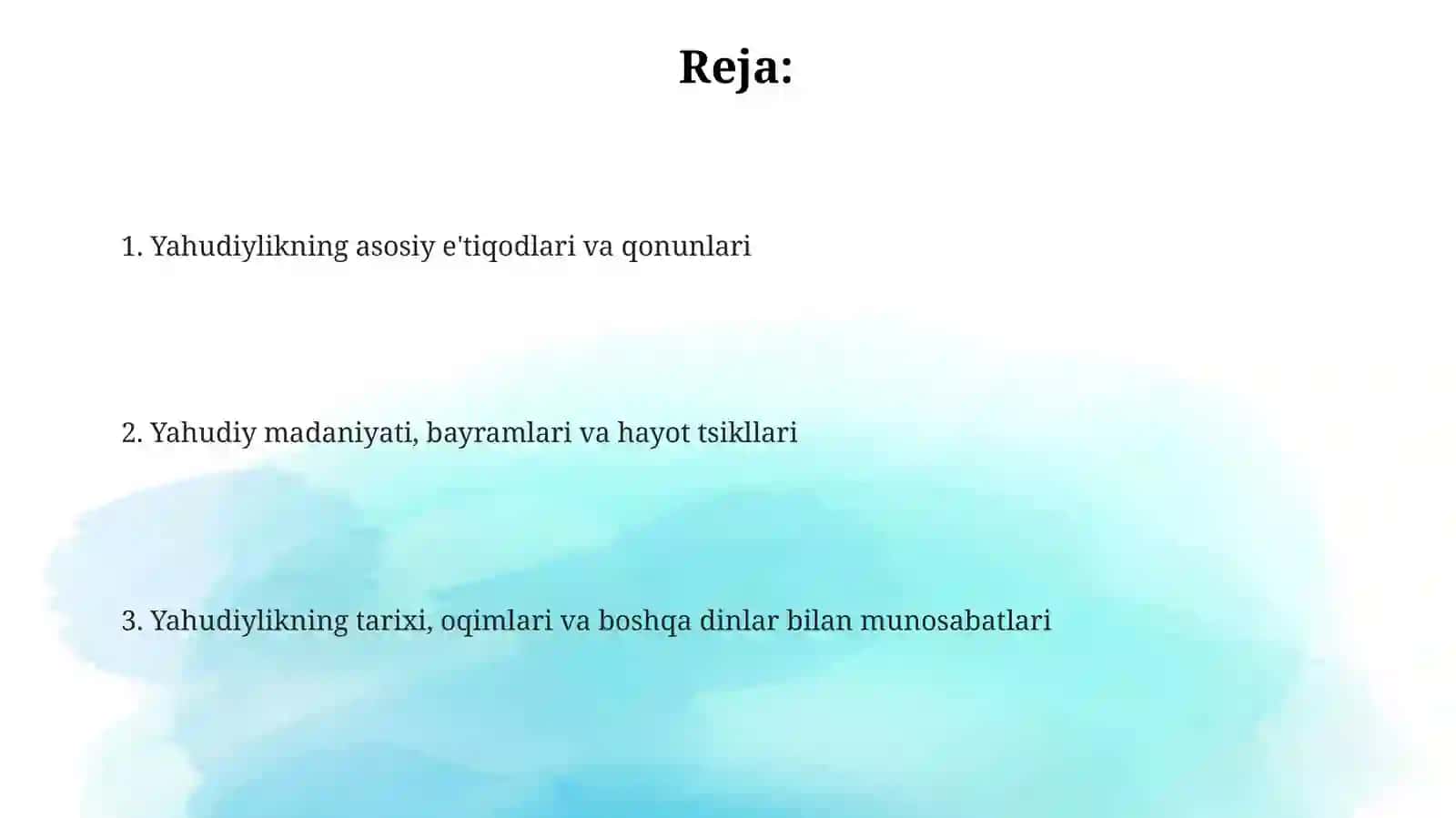 Yahudiylik dinining xususiyatlari 2