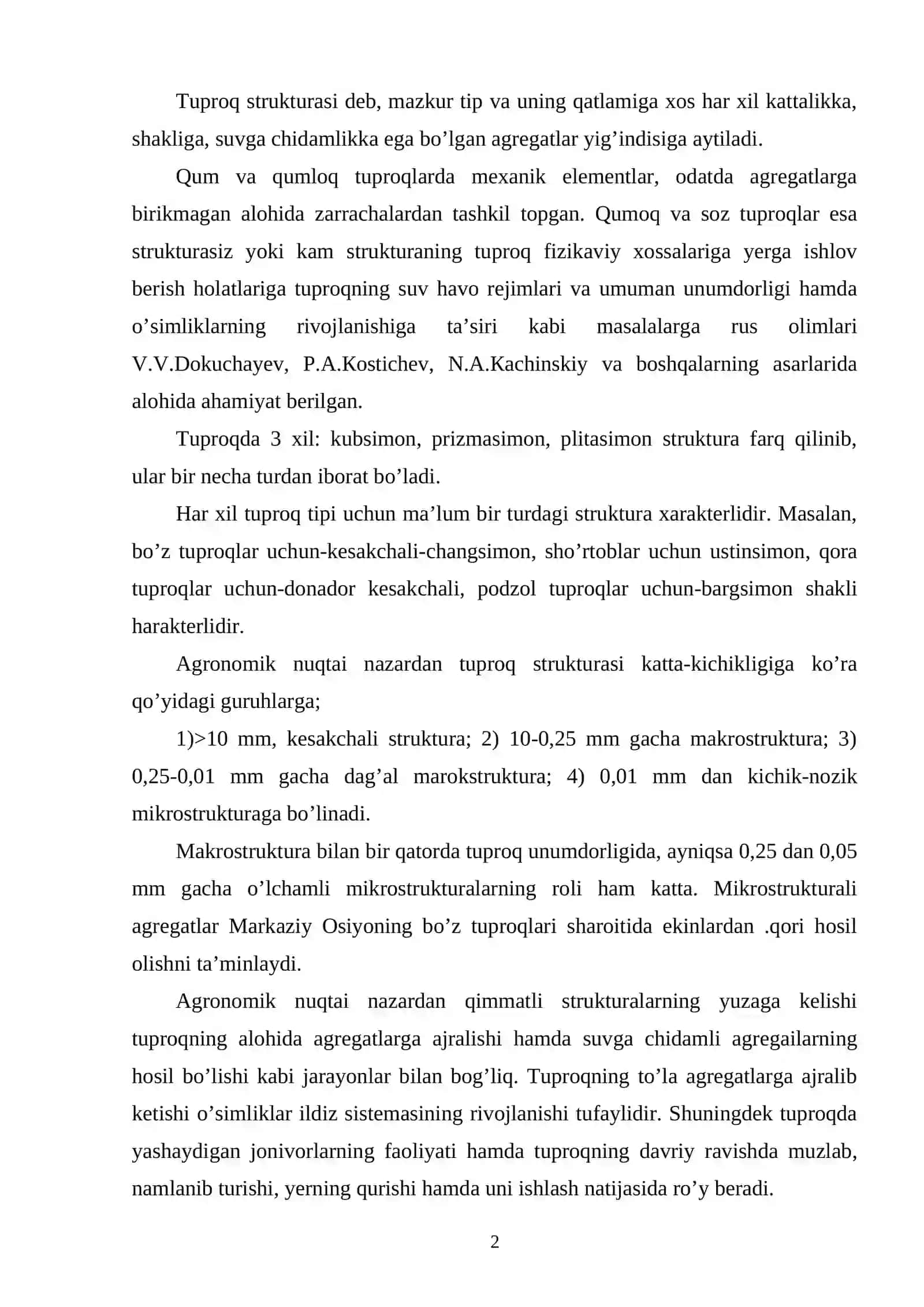 Tuproq strukturasi va xossalari 2