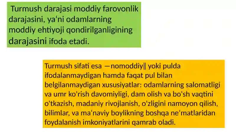 Turmushdarajasi Moddiy Farovonlikdarajasi 2