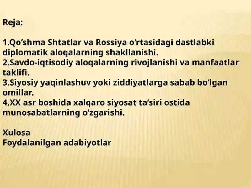 XXasrboshlarida Rossiya-AQSH munosabatlari 2