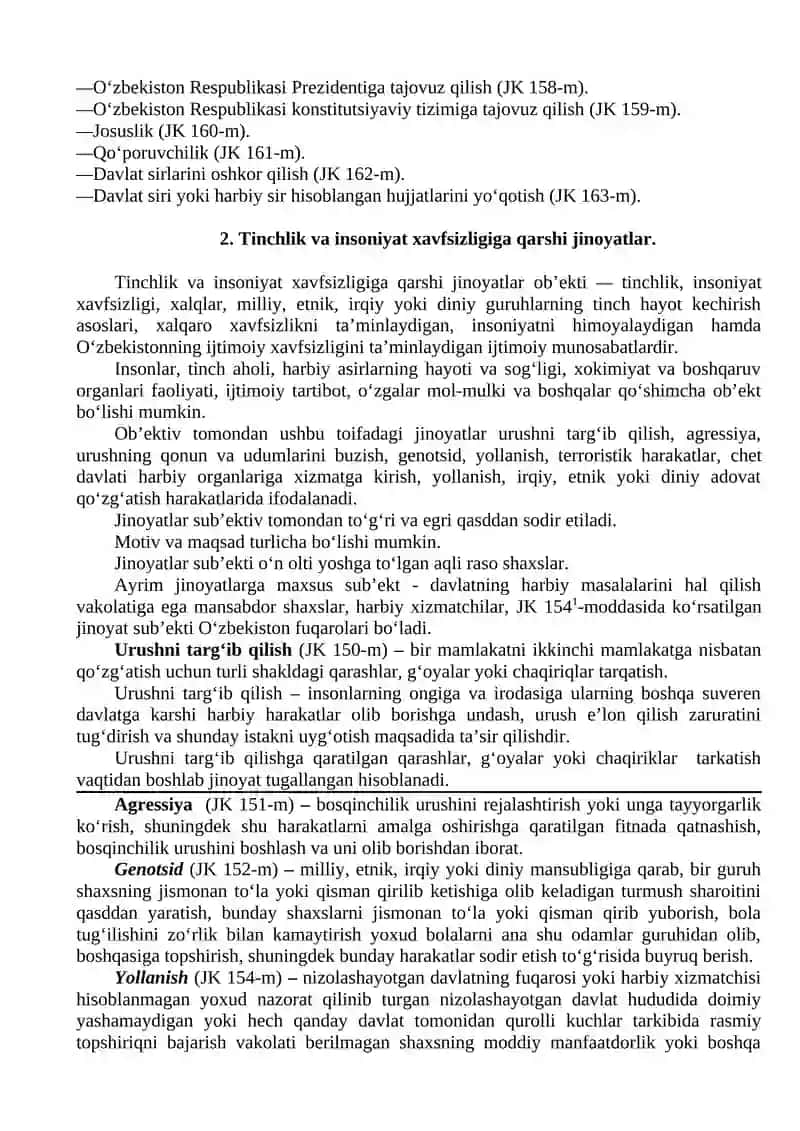 Tinchlik va xavfsizlikka qarshi jinoyatlar 2
