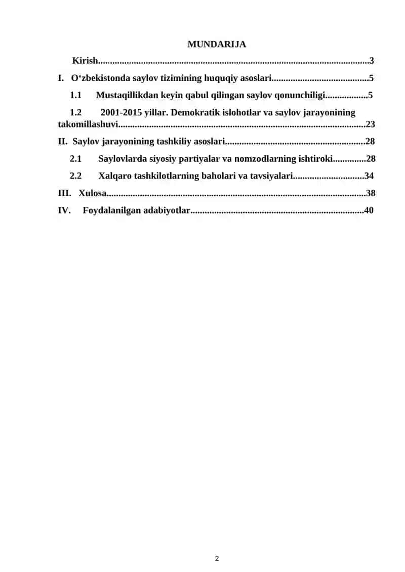 Mustaqillik yillarida O‘zbekistonda saylov tizimining shakillanishi va rivojlanishi 2