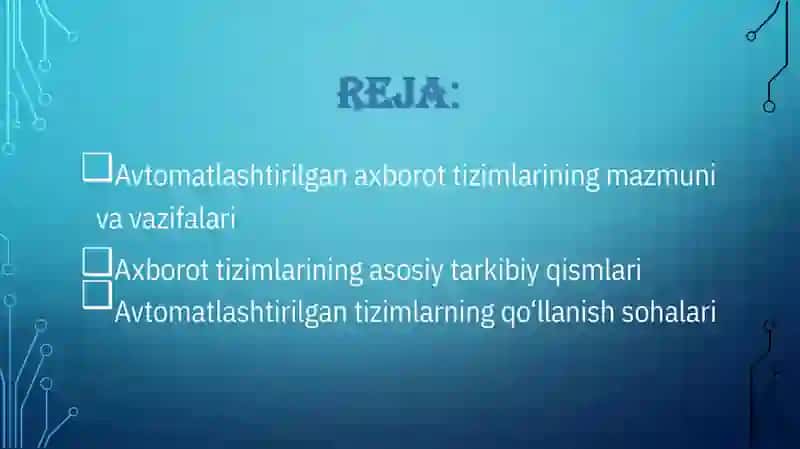 AVTOMATLASHTIRILGAN AXBOROT TIZIMLARI 2