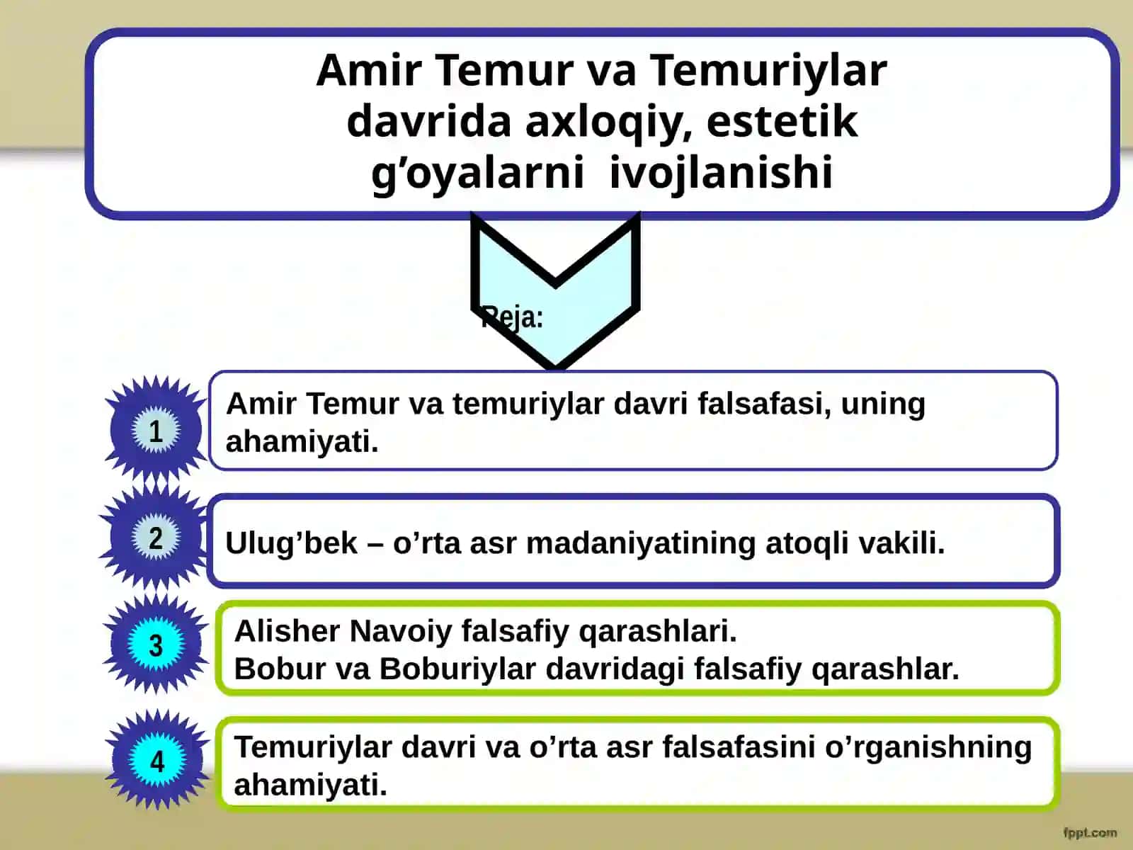 Amir Temur va Temuriylar davri axloqiy, estetik g’oyalarni vojlanishi 2
