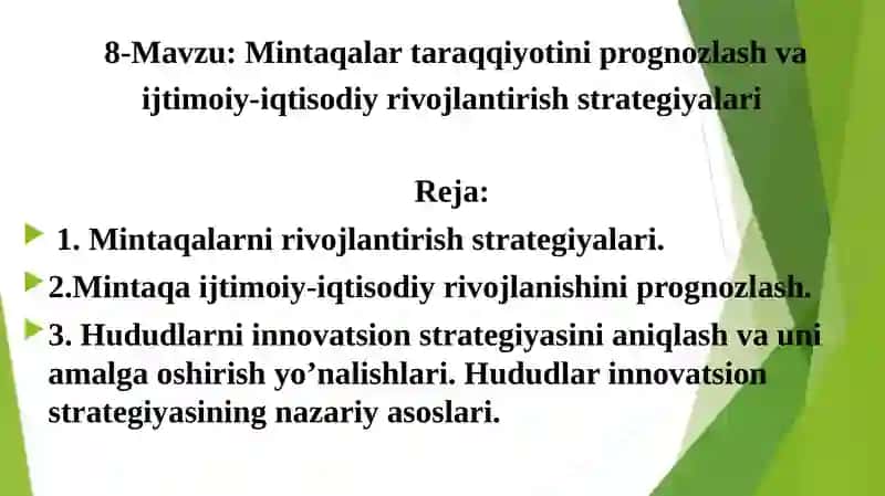 Mintaqalarni rivojlantirish strategiyalari 2