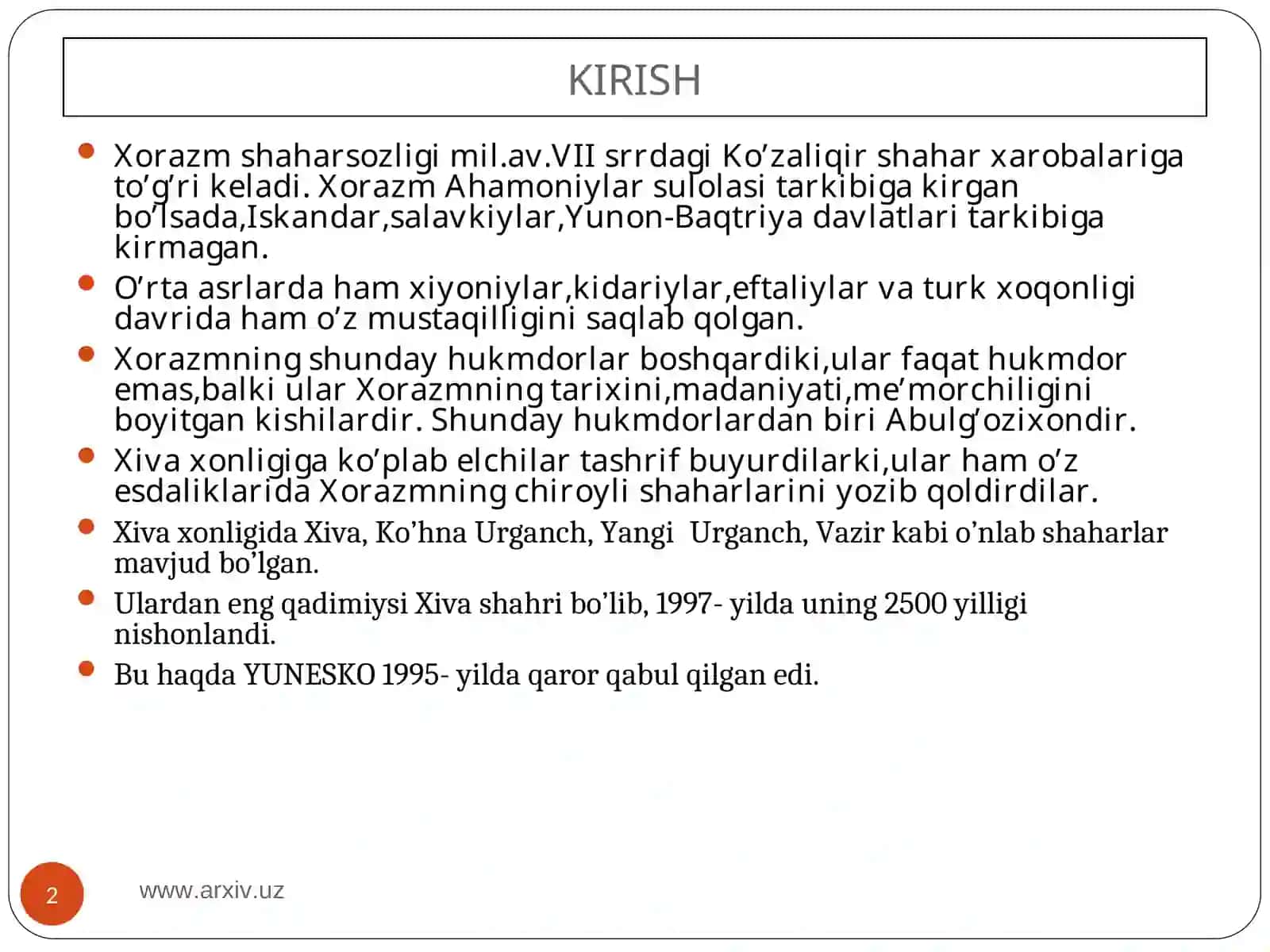 Xiva xonligi shaharlari 2