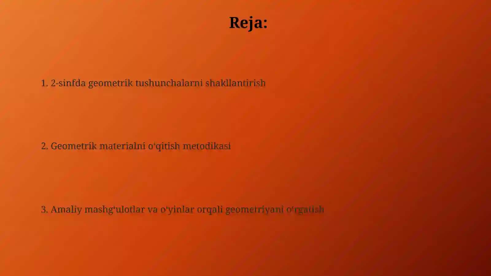Boshlangʻich sinflarda geometrik materialni oʻrganishmetodikasi (2-sinfdamisolida) 2